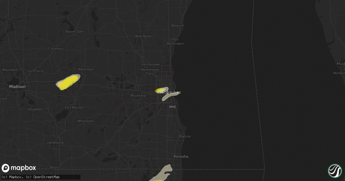 Hail map in Milwaukee, WI on August 3, 2017