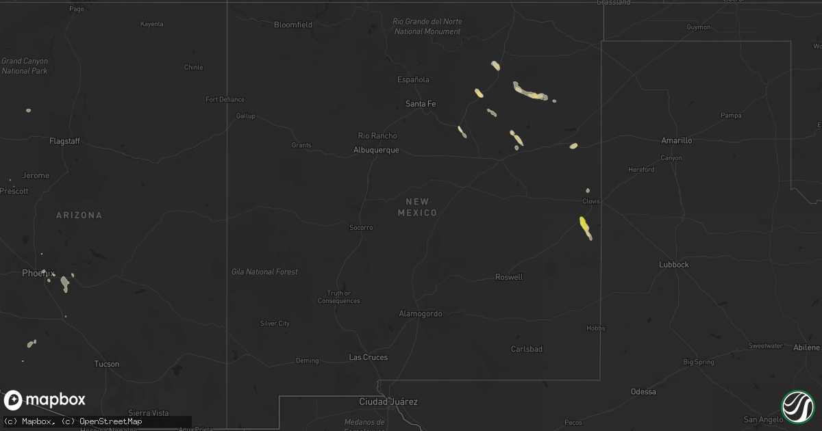 Hail map in New Mexico on August 3, 2017
