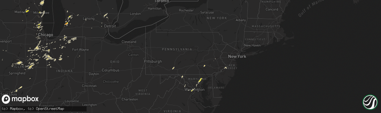 Hail map in Pennsylvania on August 3, 2017