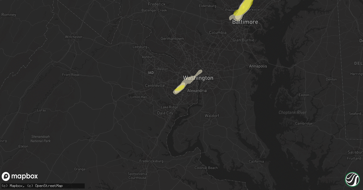 Hail map in Springfield, VA on August 3, 2017