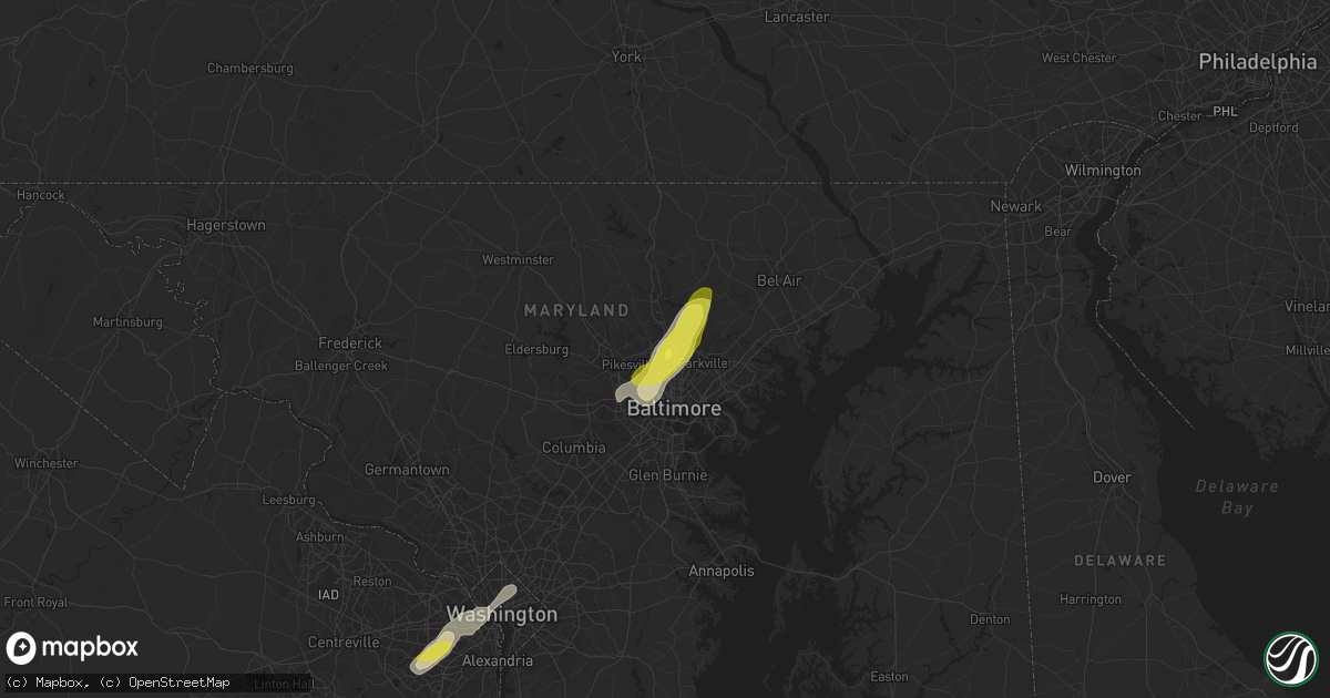 Hail map in Towson, MD on August 3, 2017