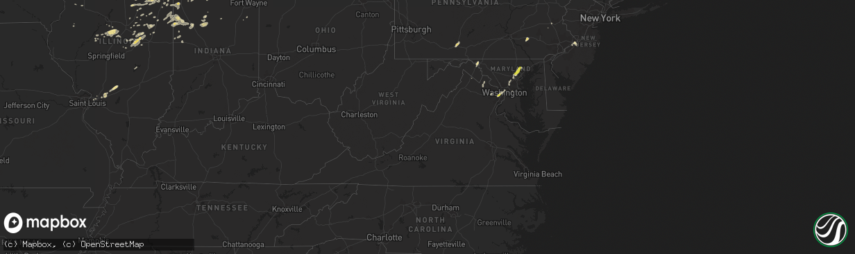 Hail map in Virginia on August 3, 2017