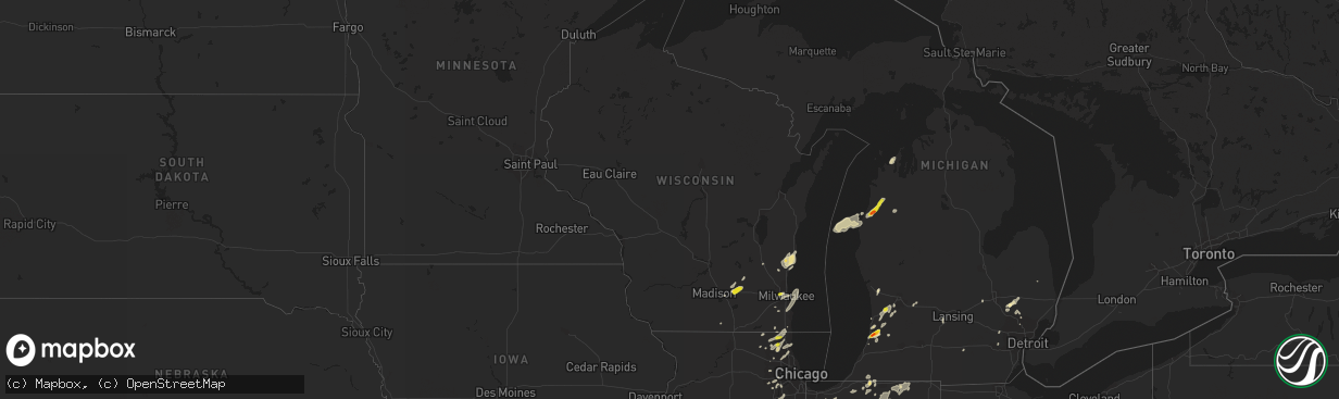 Hail map in Wisconsin on August 3, 2017