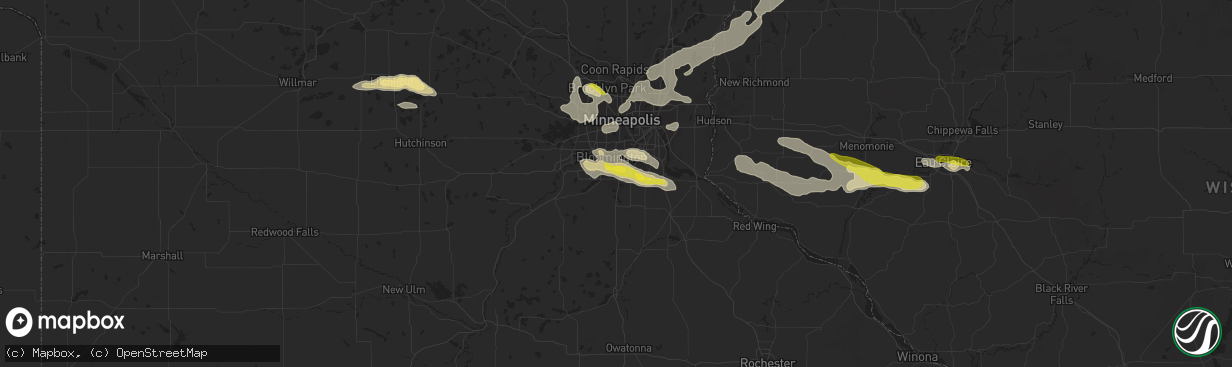 Hail map in Burnsville, MN on August 3, 2018