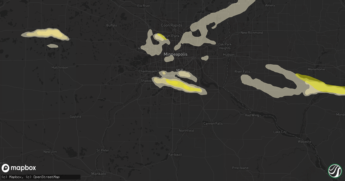 Hail map in Burnsville, MN on August 3, 2018
