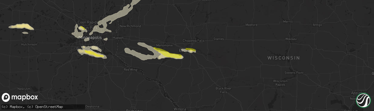 Hail map in Eau Claire, WI on August 3, 2018