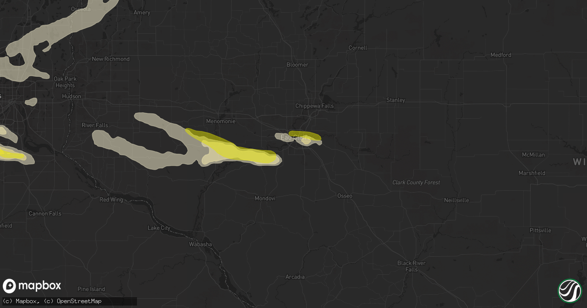 Hail map in Eau Claire, WI on August 3, 2018
