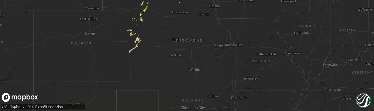 Hail map in Kansas on August 3, 2018