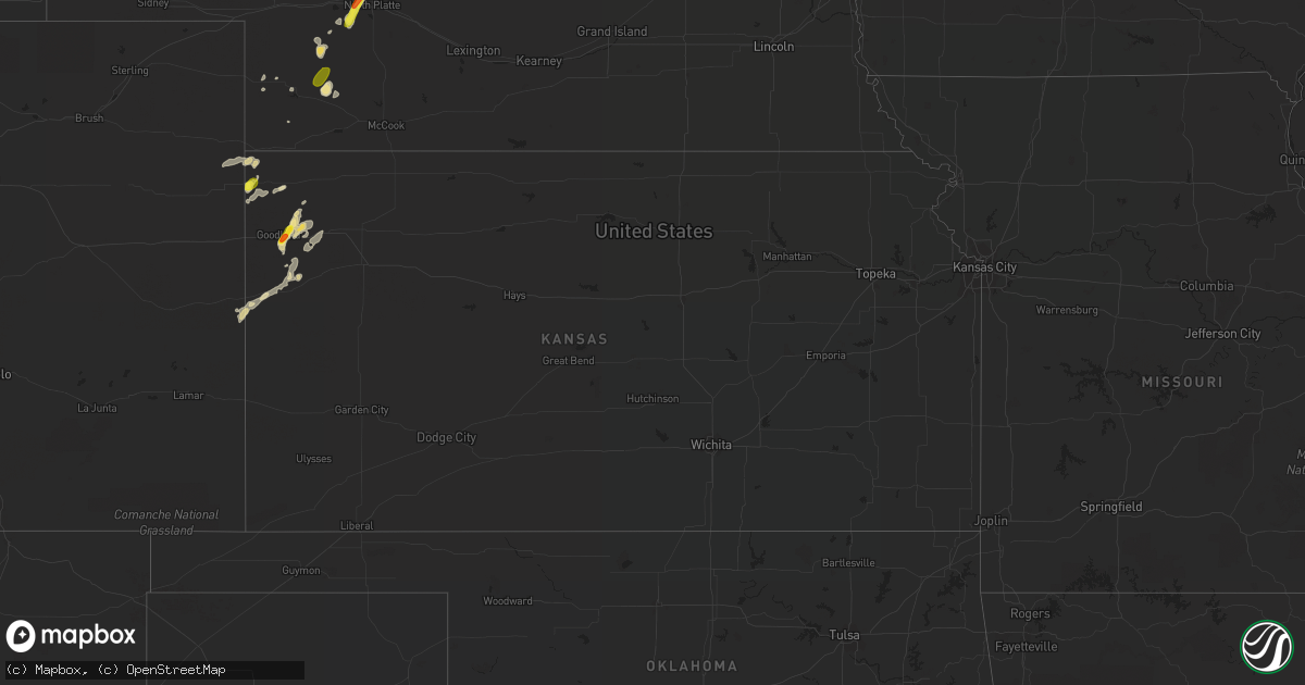 Hail map in Kansas on August 3, 2018