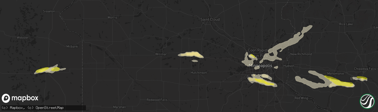 Hail map in Litchfield, MN on August 3, 2018