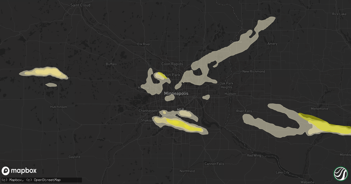 Hail map in Minneapolis, MN on August 3, 2018