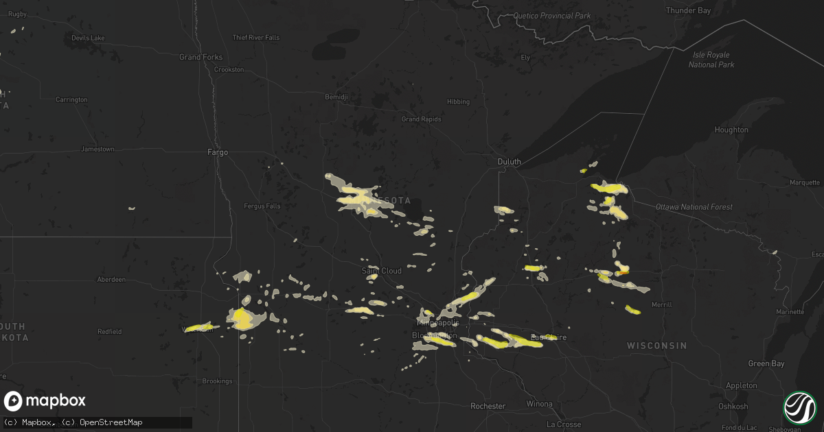 Hail map in Minnesota on August 3, 2018
