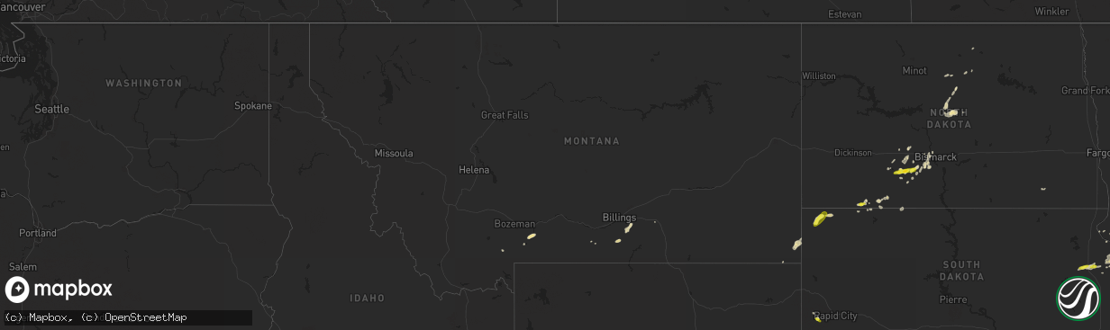 Hail map in Montana on August 3, 2018