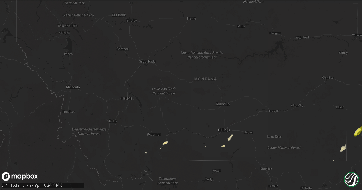 Hail map in Montana on August 3, 2018