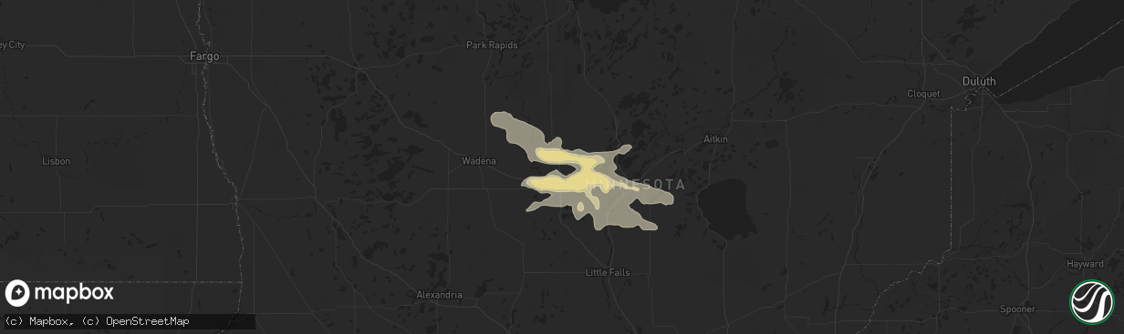 Hail map in Motley, MN on August 3, 2018