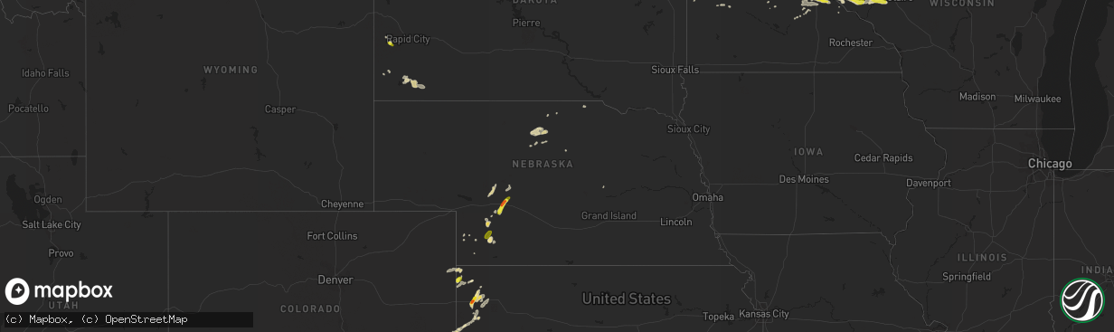 Hail map in Nebraska on August 3, 2018