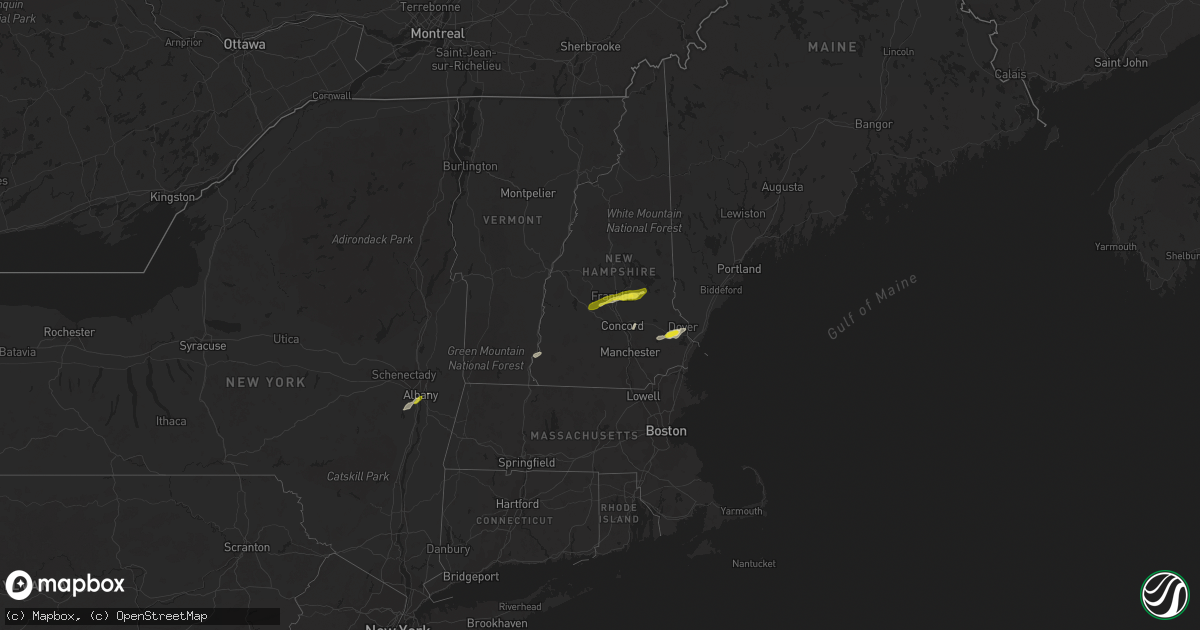 Hail map in New Hampshire on August 3, 2018