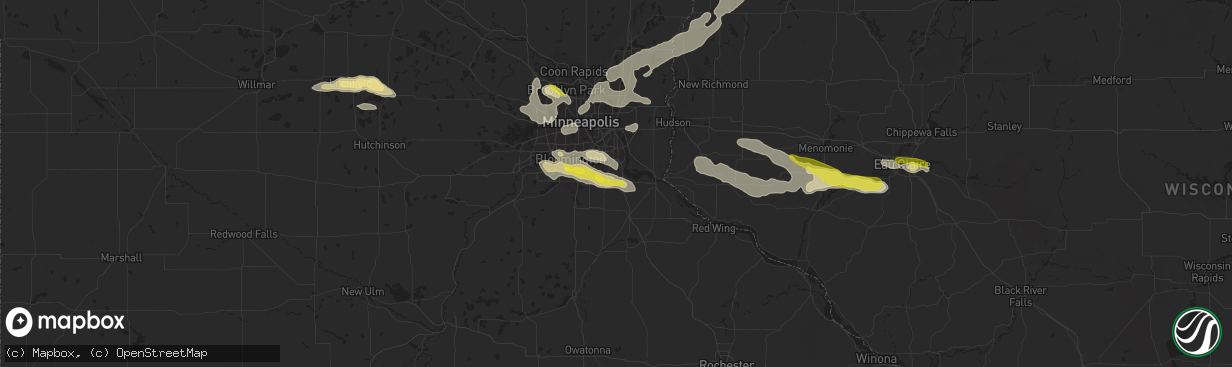 Hail map in Rosemount, MN on August 3, 2018