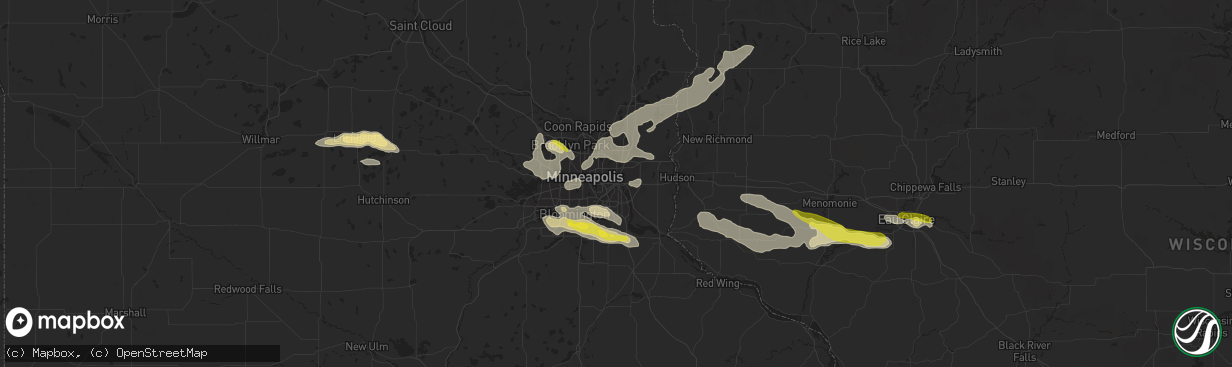 Hail map in Saint Paul, MN on August 3, 2018