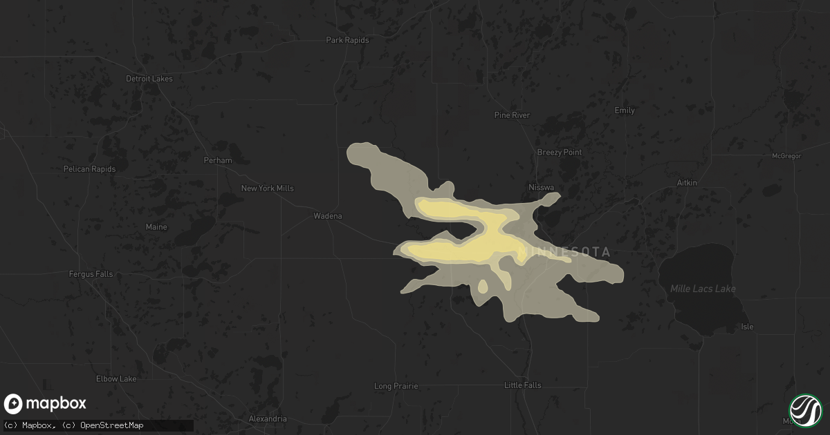 Hail map in Staples, MN on August 3, 2018