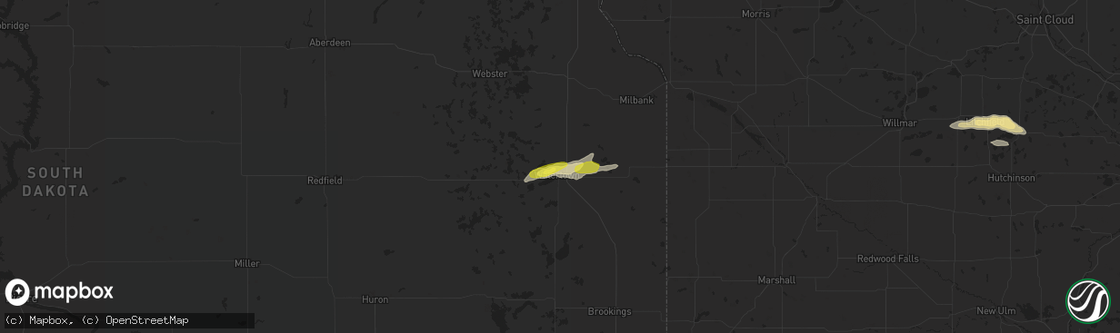 Hail map in Watertown, SD on August 3, 2018