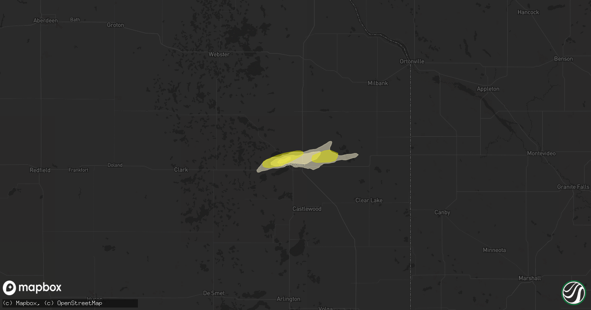 Hail map in Watertown, SD on August 3, 2018