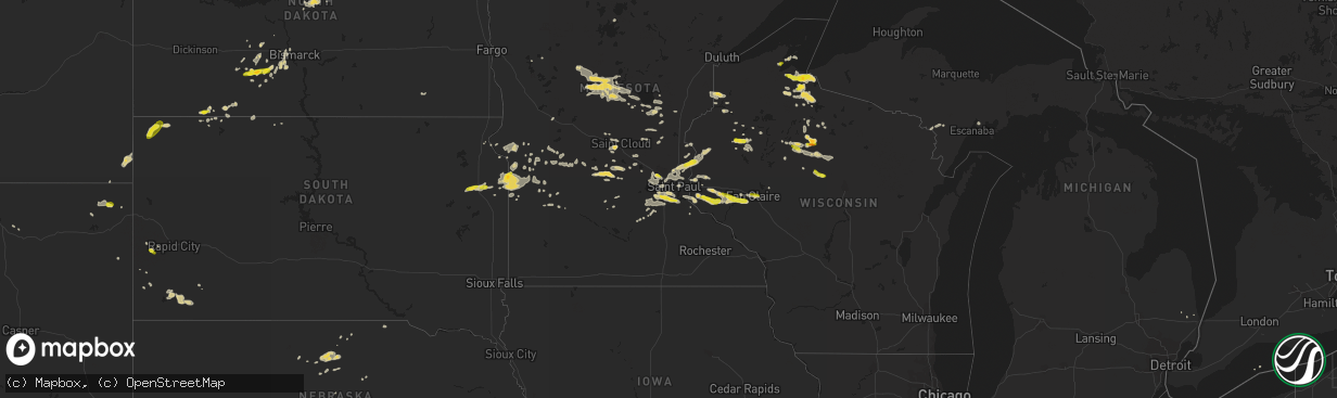 Hail map on August 3, 2018