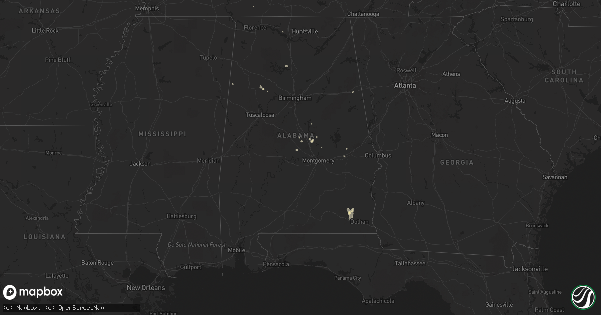 Hail map in Alabama on August 3, 2019