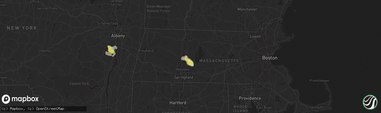 Hail map in Amherst, MA on August 3, 2019