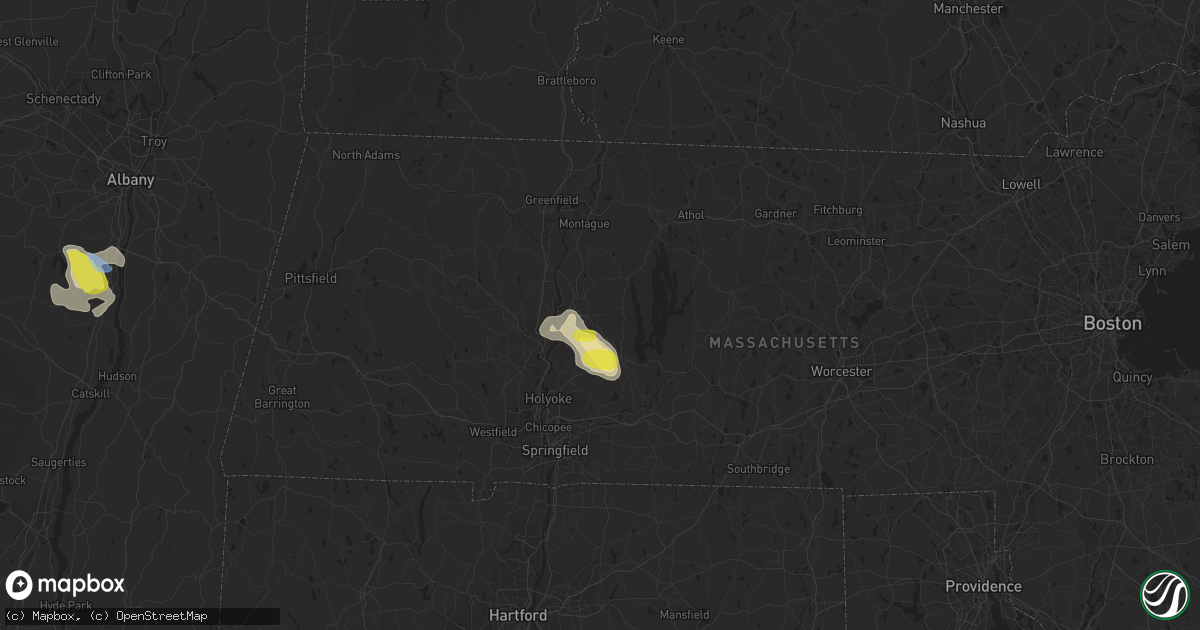 Hail map in Amherst, MA on August 3, 2019