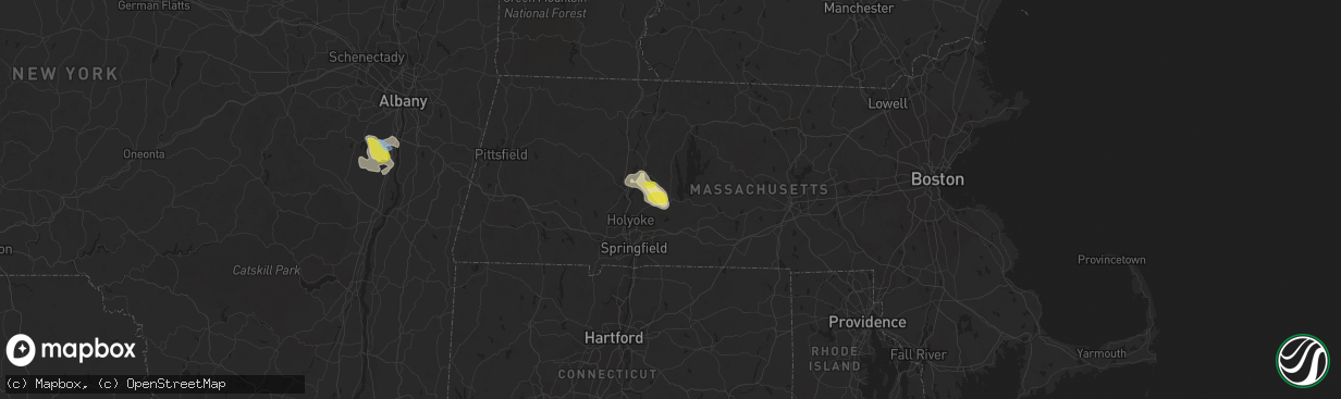 Hail map in Belchertown, MA on August 3, 2019