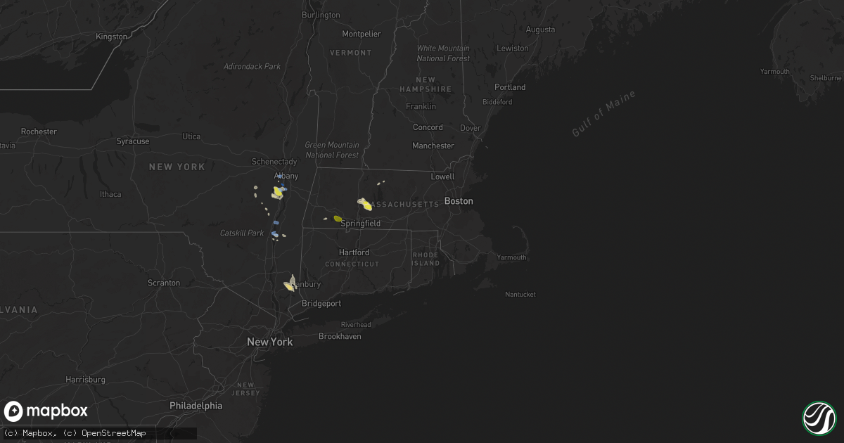 Hail map in Massachusetts on August 3, 2019
