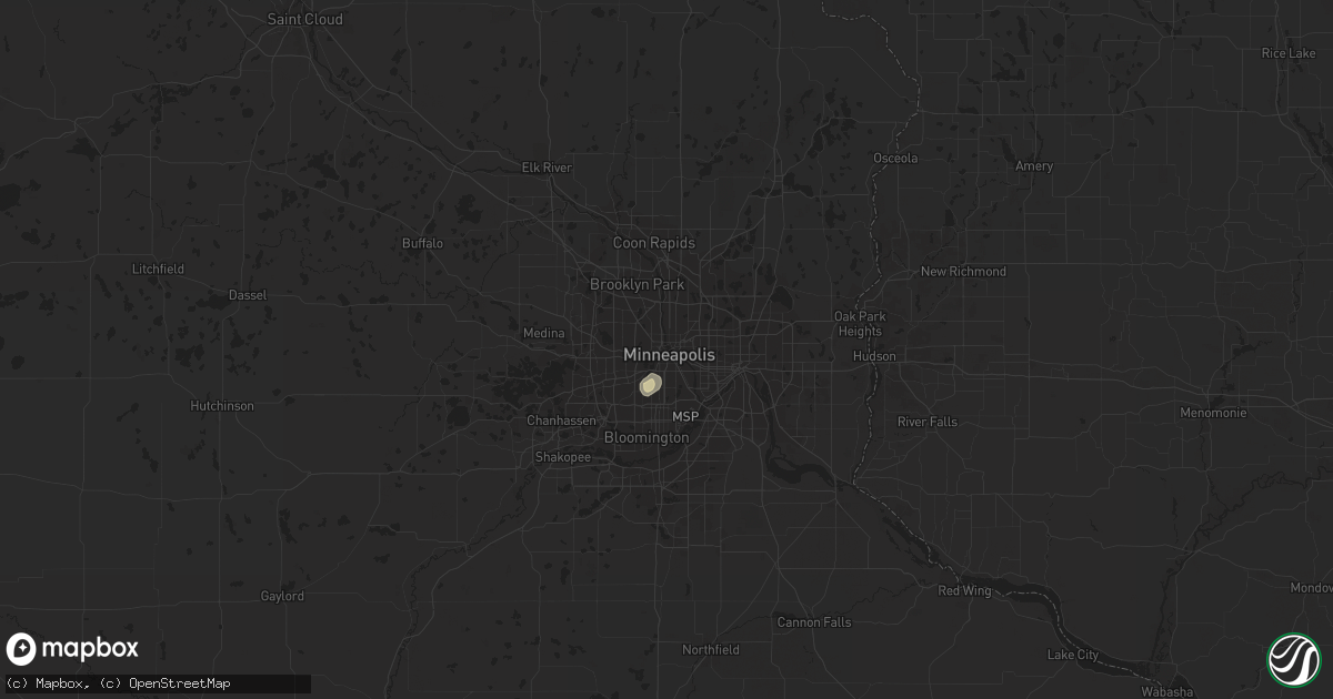 Hail map in Minneapolis, MN on August 3, 2019