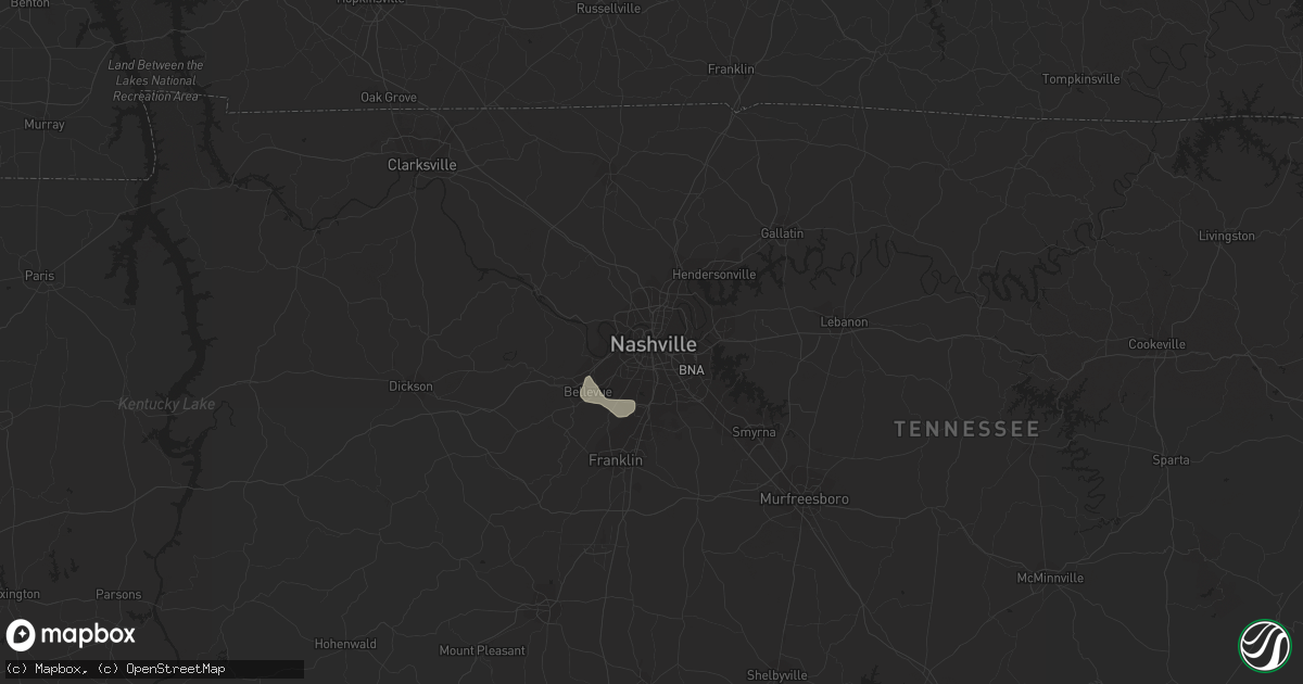 Hail map in Nashville, TN on August 3, 2019