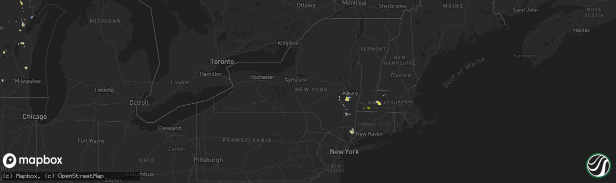 Hail map in New York on August 3, 2019