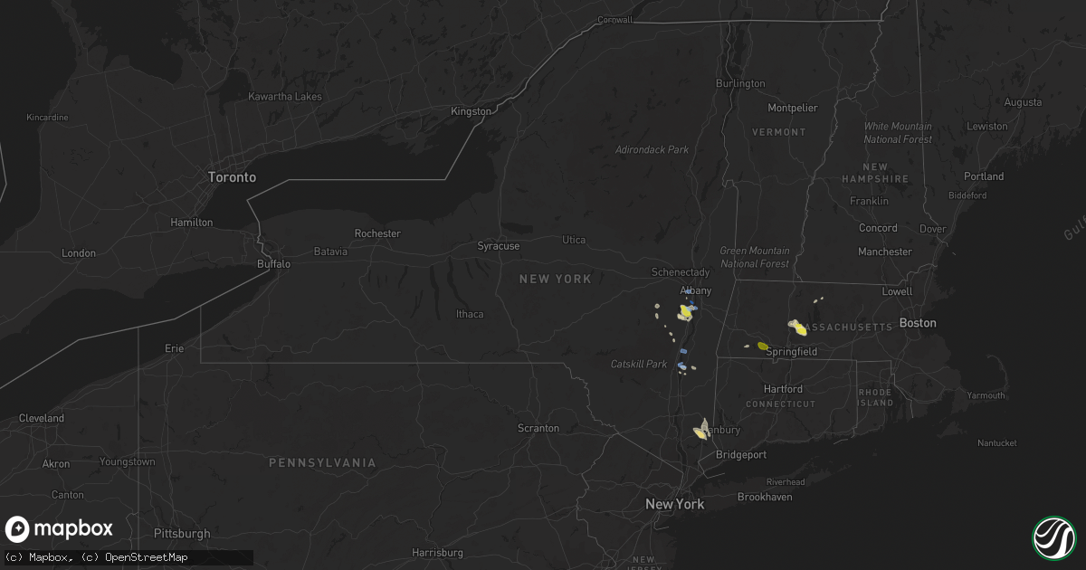 Hail map in New York on August 3, 2019