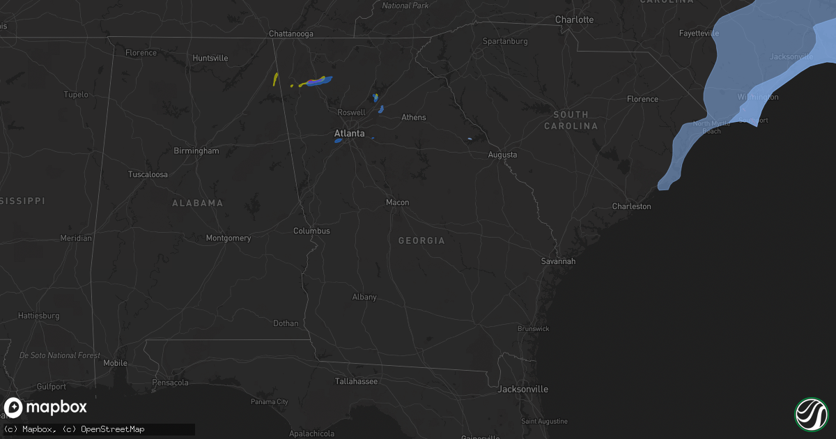 Hail map in Georgia on August 3, 2020