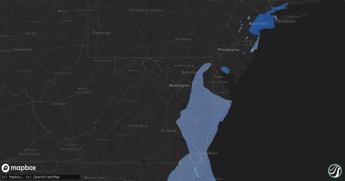 Hail map in Maryland on August 3, 2020