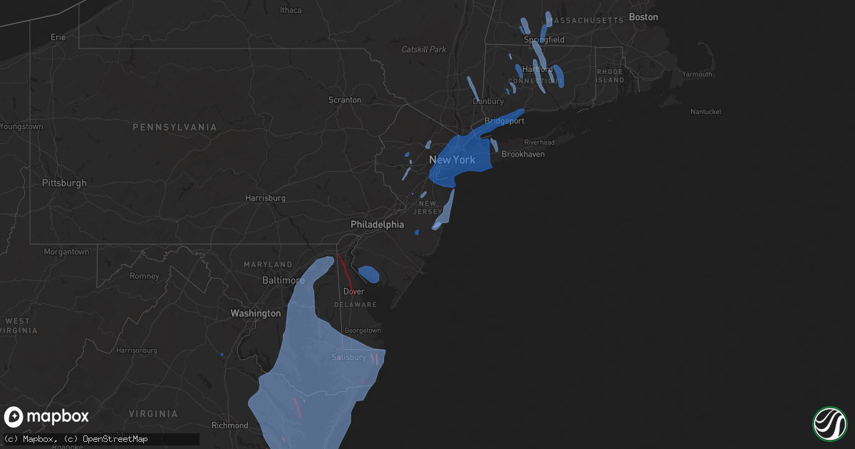 Hail map in New Jersey on August 3, 2020