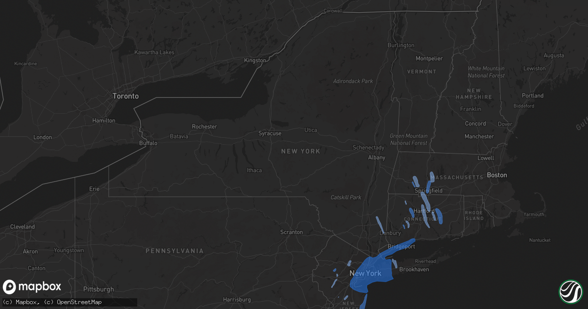 Hail map in New York on August 3, 2020