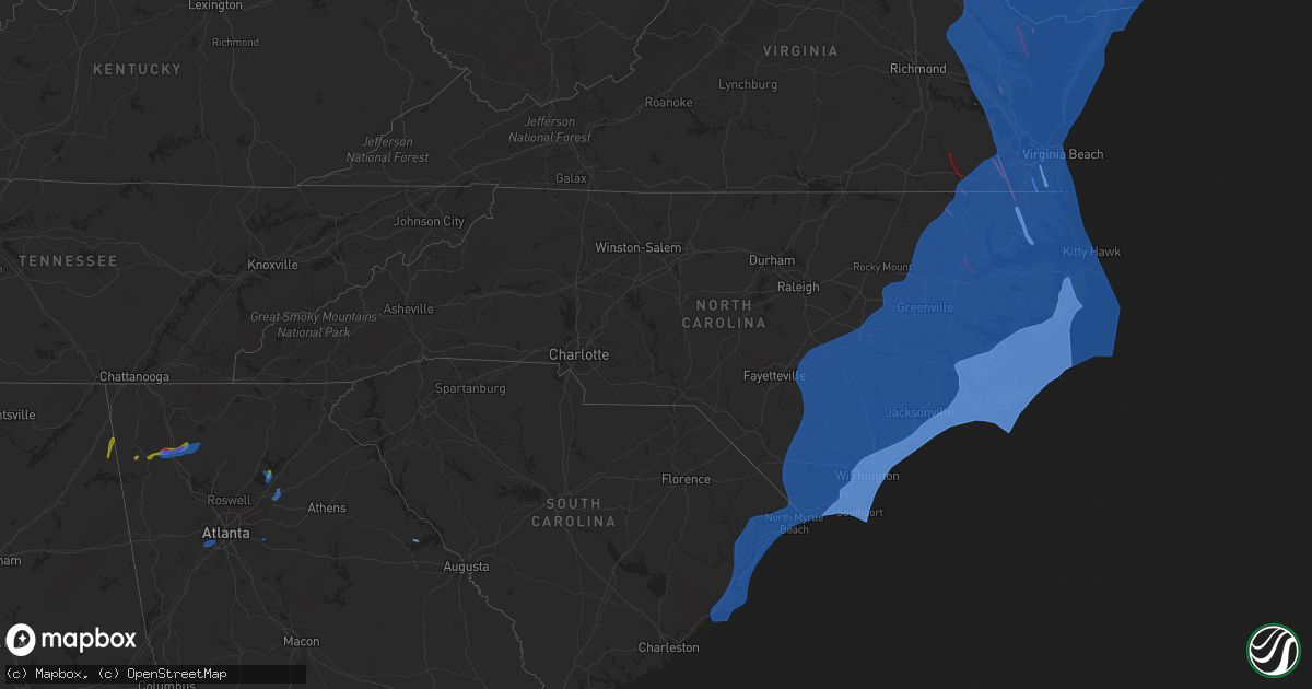 Hail map in North Carolina on August 3, 2020