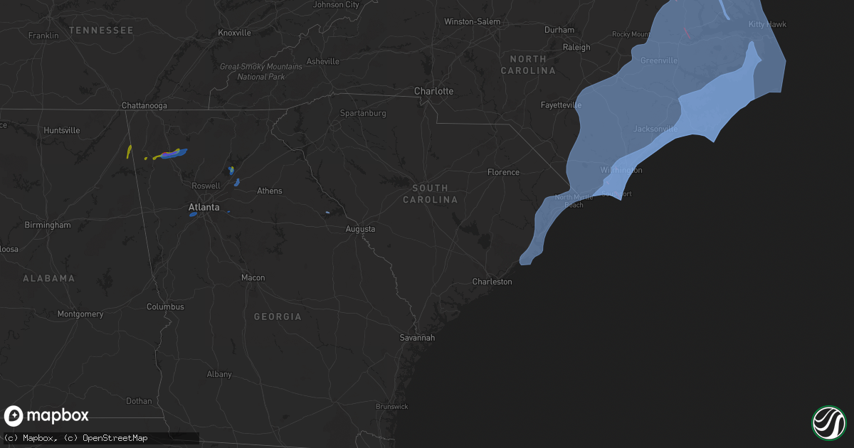 Hail map in South Carolina on August 3, 2020