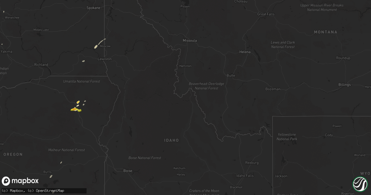 Hail map in Idaho on August 3, 2021