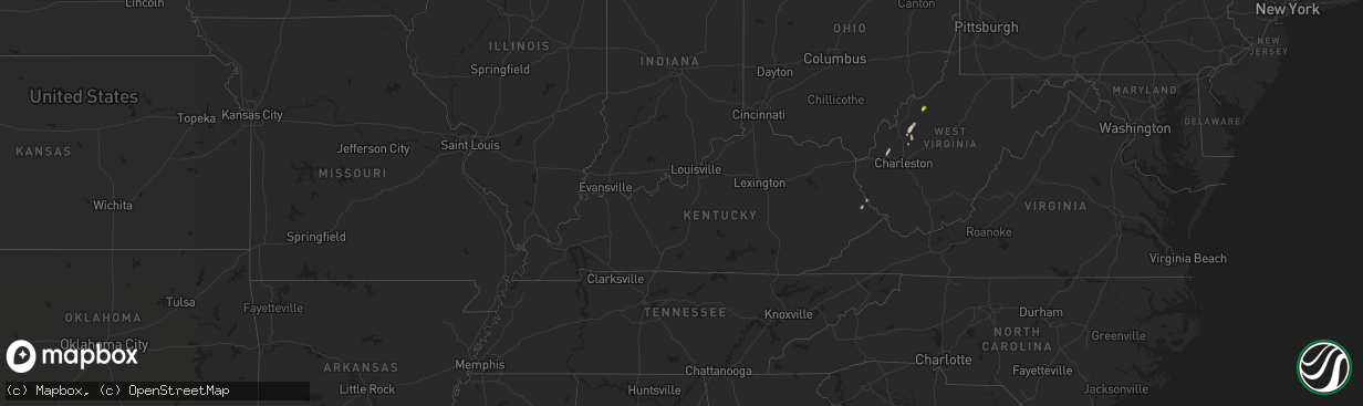 Hail map in Kentucky on August 3, 2021