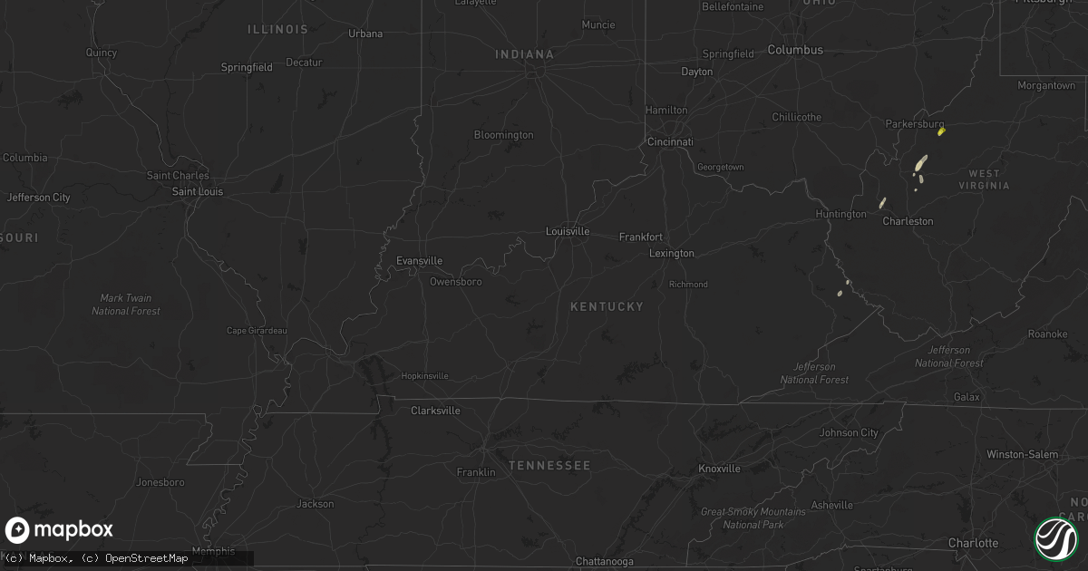 Hail map in Kentucky on August 3, 2021