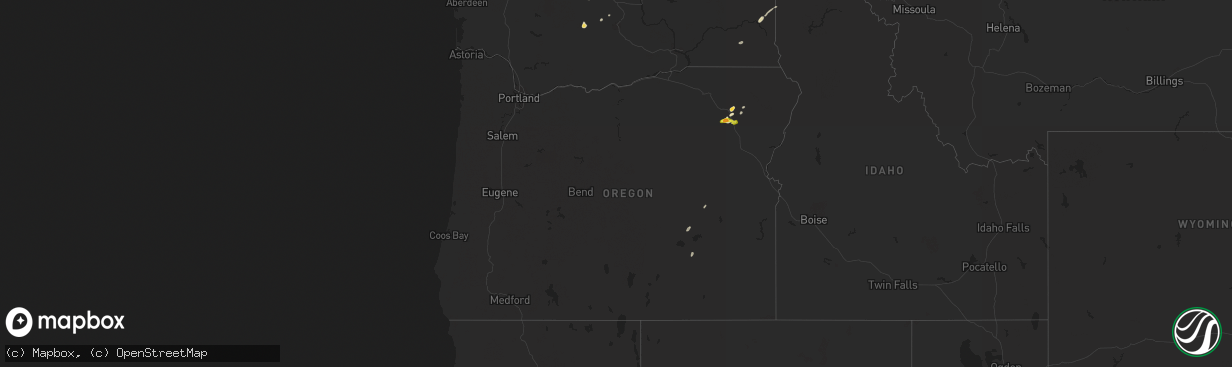Hail map in Oregon on August 3, 2021