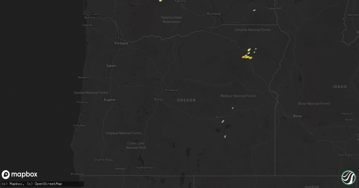 Hail map in Oregon on August 3, 2021