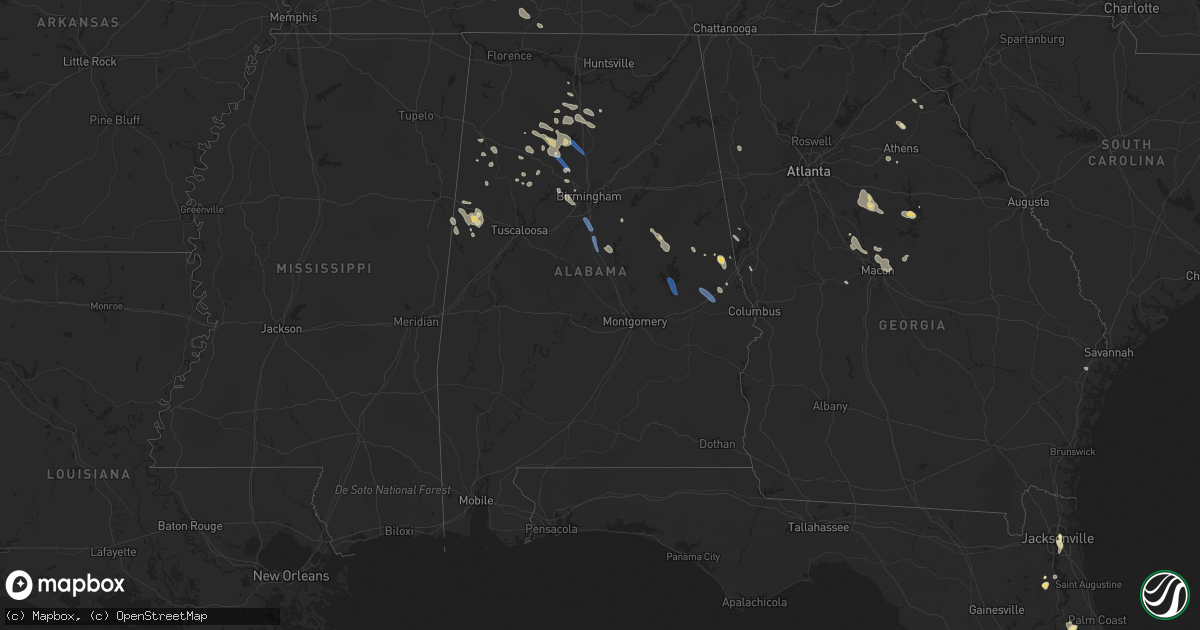 Hail map in Alabama on August 3, 2023