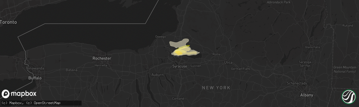 Hail map in Brewerton, NY on August 3, 2023