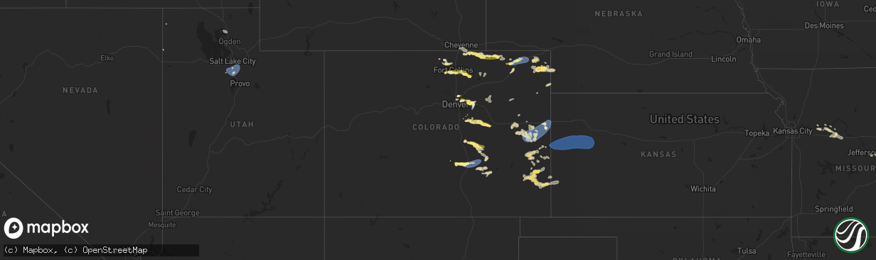 Hail map in Colorado on August 3, 2023